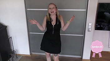 Юбилейный подарок отчиму девушка в красивом платье дарит минет с окончанием на лицо